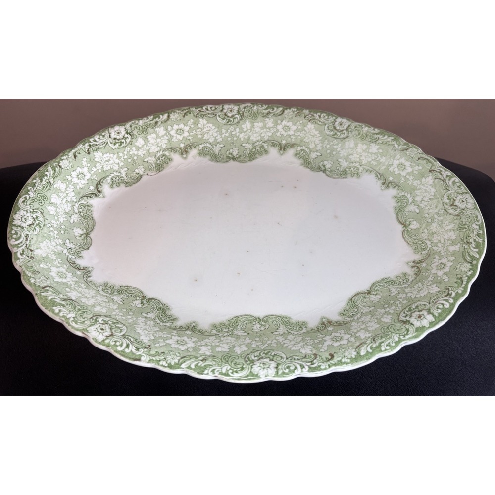 Antique Oval Platter Alfred Meakin England Green Roxbury Vintage 13.75" x 10"